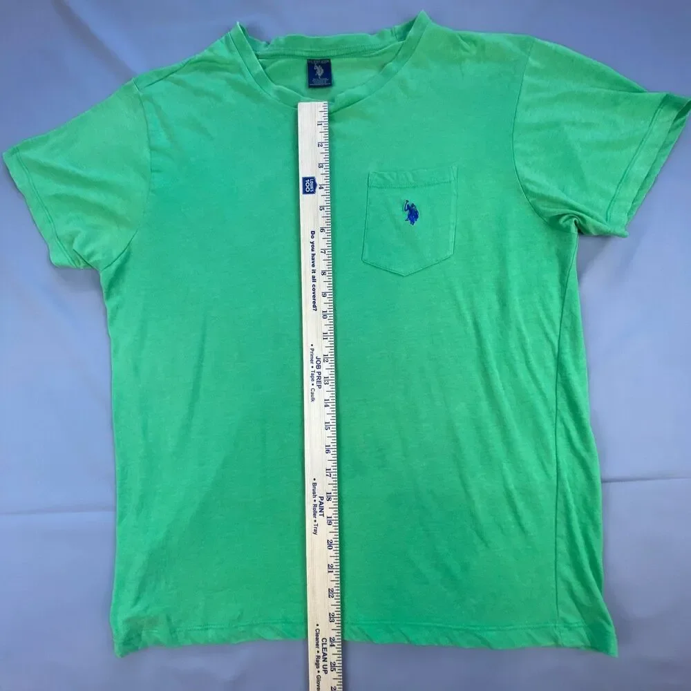 US Polo Assn Mens Short Sleeve Pocket T-Shirt Crew Neck Embroidered Green Size L